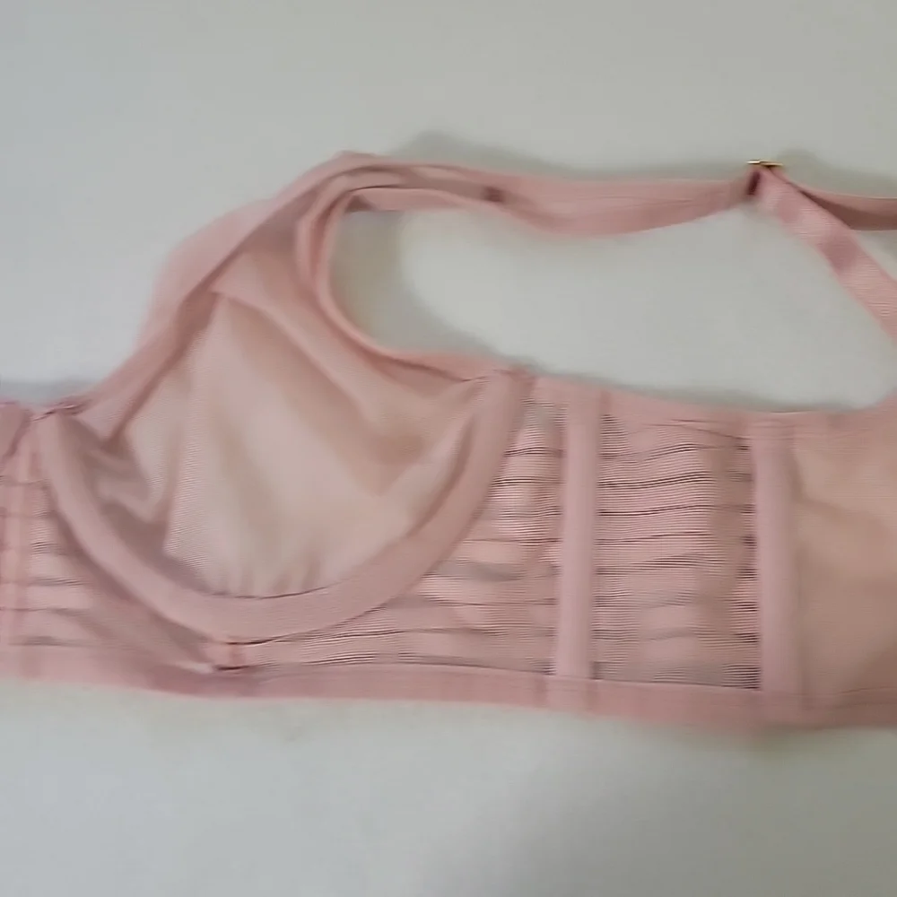 Victoria's Secret Pink Semi Sheer Underwire Unlined Plunge Bra, 32D - Picture 6 of 9